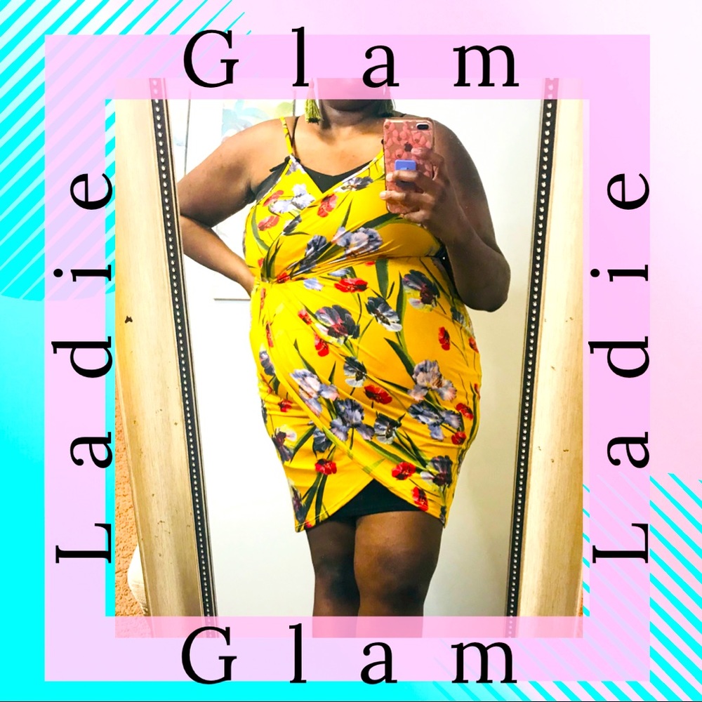 2X LADIE_GLAM Multi Floral Mini Dress (Plus Size)